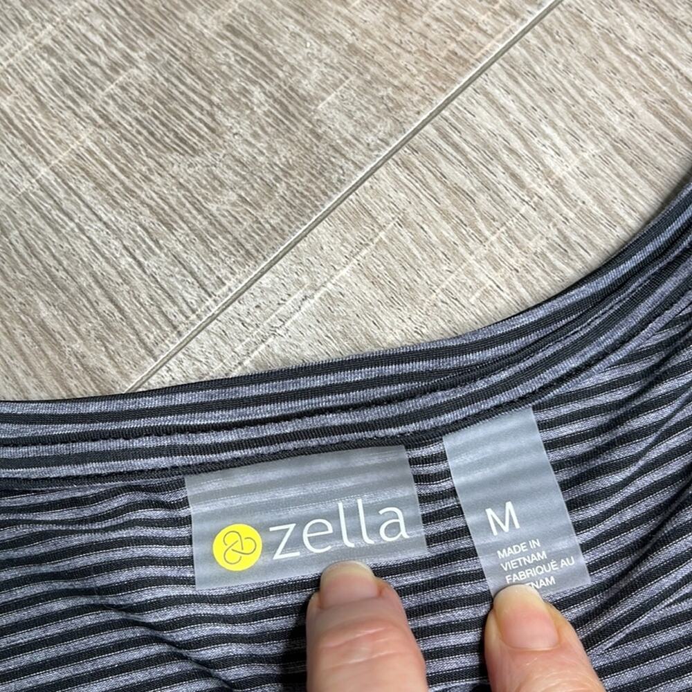 ZELLA Work For It Black Gray Striped Tank Top Women’s Size Medium - Picture 3 of 11